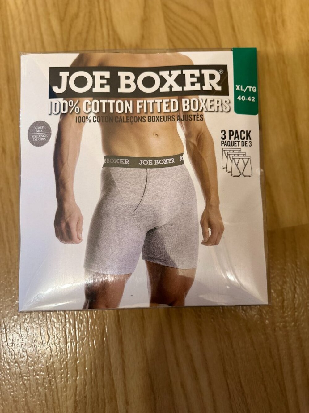 Joe Boxer Men’s 3 Pack 100% Cotton Fitted Boxers XL 40-42 New